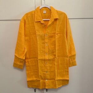 NWT Rove Linen Summer Shirt Dress Button Down Mandarin Orange